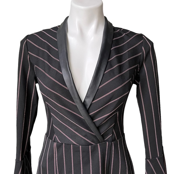 NWT, BCBGeneration Striped Surplice Tuxedo Dress - Picture 13 of 16
